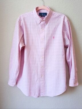 Ralph Lauren Pink Windowpane Button-Down Shirt